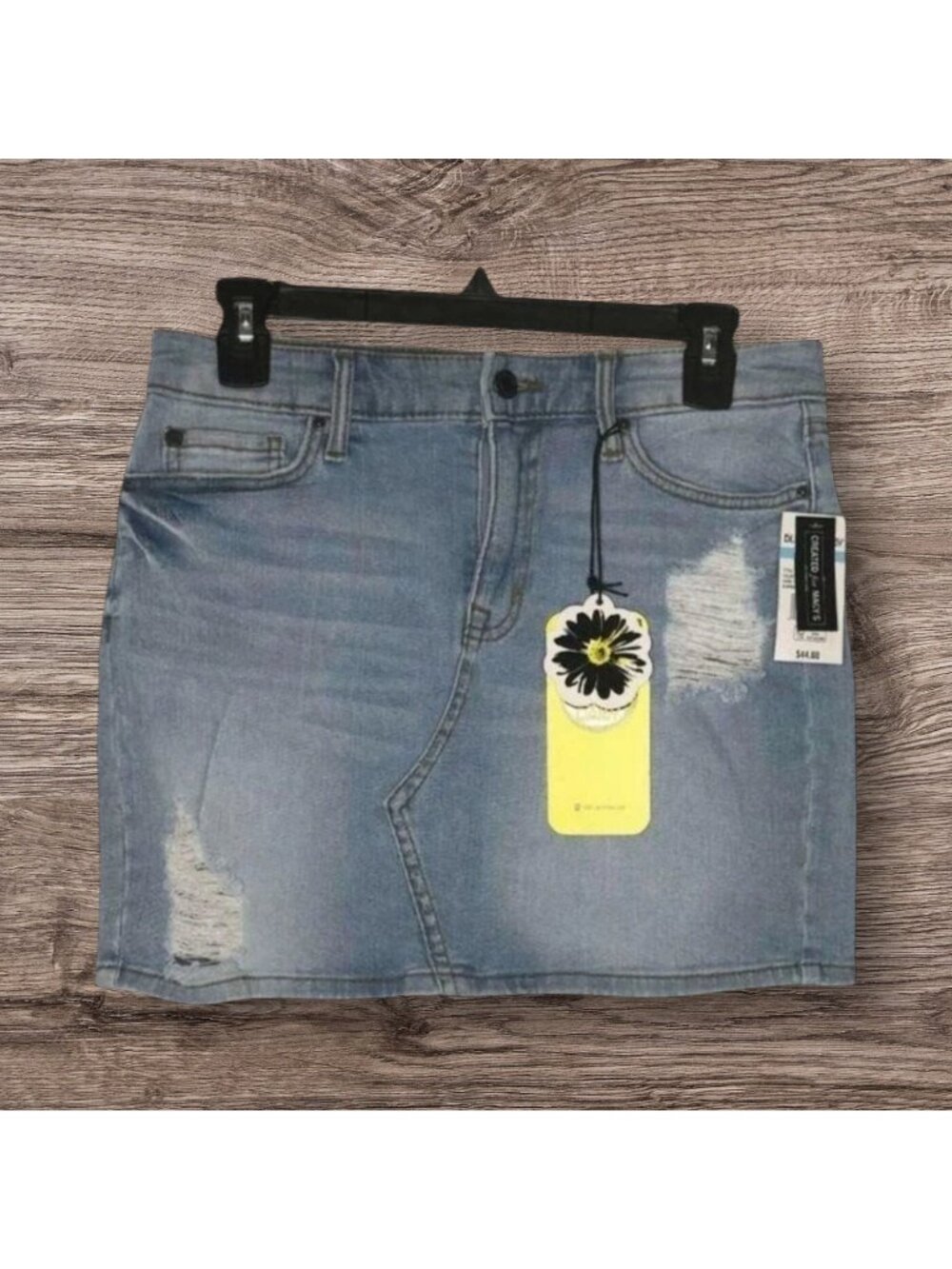 Black Daisy Denim Distressed Mini Skirt Natalia Straight, Size 5